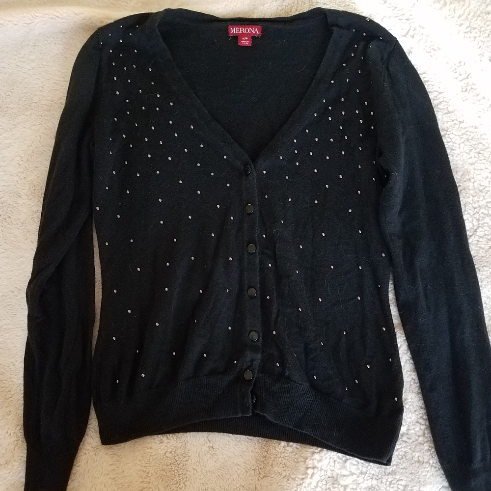 Black merona sweater dotted accents
